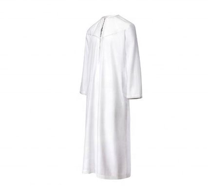 100% poliéster/algodón blanco ligero 15 gramos hombres musulmanes Thobe árabe tejido para ropa masculina