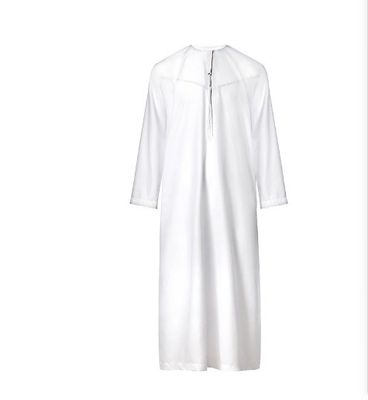 100% poliéster/algodón blanco ligero 15 gramos hombres musulmanes Thobe árabe tejido para ropa masculina