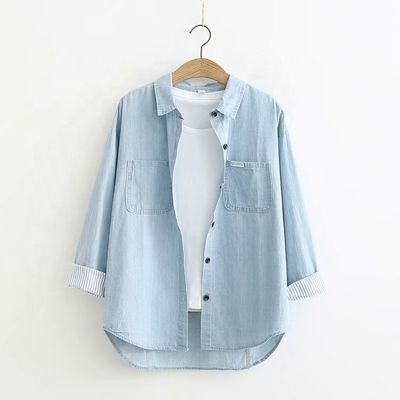 Tejido de denim 21s Imitación100% de algodón camisa delgada denim de punto ventaja pedidos pequeños