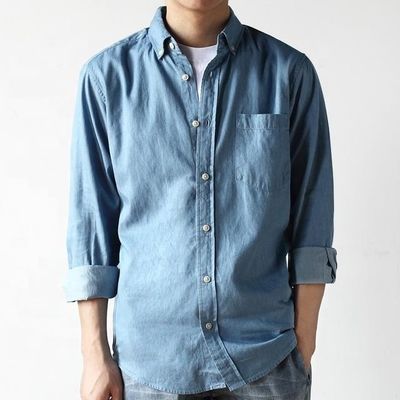 Plaids Patrón 21s 100% Imitación de algodón Denim Camiseta delgada Denim Tricotado para camisa bueno