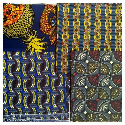 Tejido de brocado de peso medio Impresión de cera africana 100% algodón Tejido de vestido de diseño de Ankara