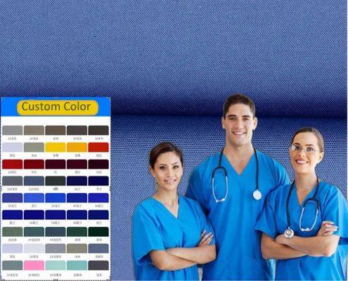 Tejido de álamo de durazno ligero de peso medio 65% poliéster 35% algodón para ropa médica