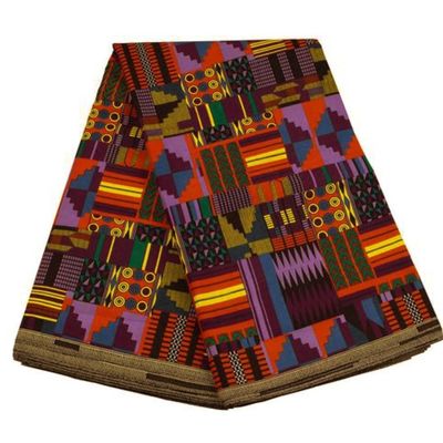 Tejido Kente Ghana Tejido de Cira 90gm 110gm 120gm Tejido Batik Sarong Impreso para Ropa