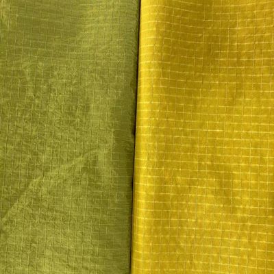 Tejido revestido de metal brillante Gridstop Nylon para accesorios de moda-bolsas bolsos Todas las bolsas