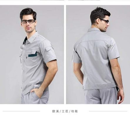 Tejido de ropa de trabajo de algodón poliestirado mezclado con un patrón de teñido sólido para ropa de trabajo uniforme