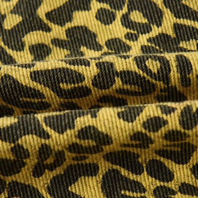 Tejido de denim de estiramiento de 4 vías, seco rápido y con patrón de leopardo