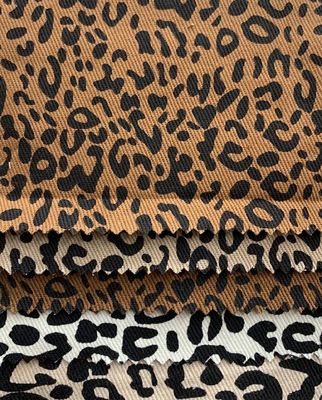 Tejido de denim de estiramiento de 4 vías con impresión de leopardo competitivo 57/58 &quot;ancho